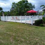 white vinyl picket pool code fence